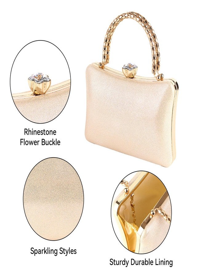 Simcat حقائب يد صغيرة من سيمكات للنساء، حقائب يد مسائية مرصعة بأحجار الراين اللامعة، حقيبة يد لحفلات الزفاف والمناسبات الرسمية (ذهبي) - Image 2